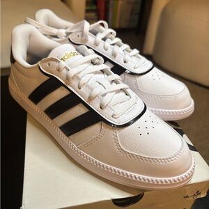 Adidas Women’s White and Black Striped Sneakers